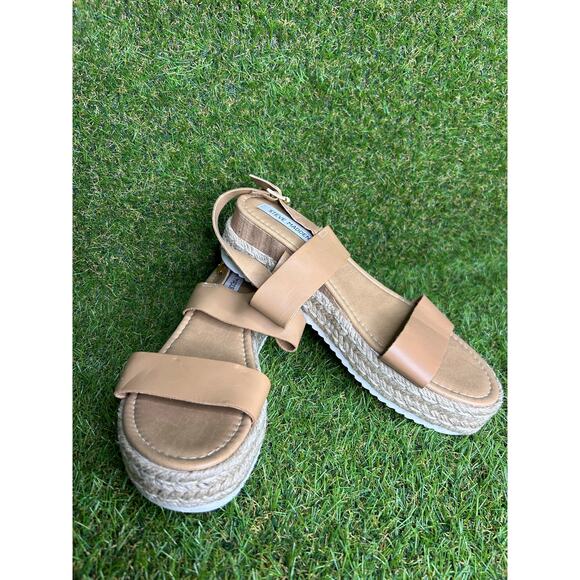 Steve Madden Catia Natural Ankle Strap Open Toe Wedge Espadrille Sandals 11 - Picture 10 of 11